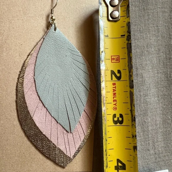 Noonday Collection blush feathered fringe earrings. NEW! - Picture 3 of 4